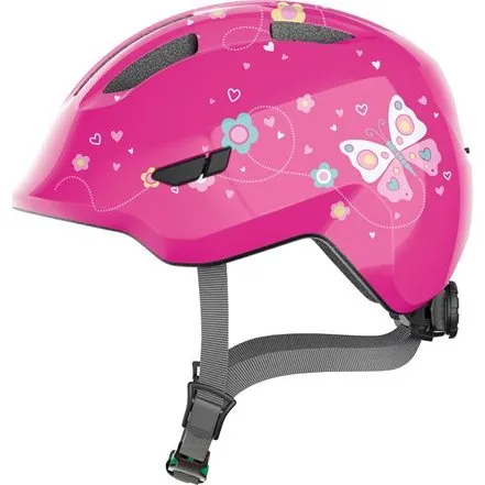 ABUS Smiley 3.0 SE Pink Butterfly Cykelhjelm m. grønt spænde (M)
