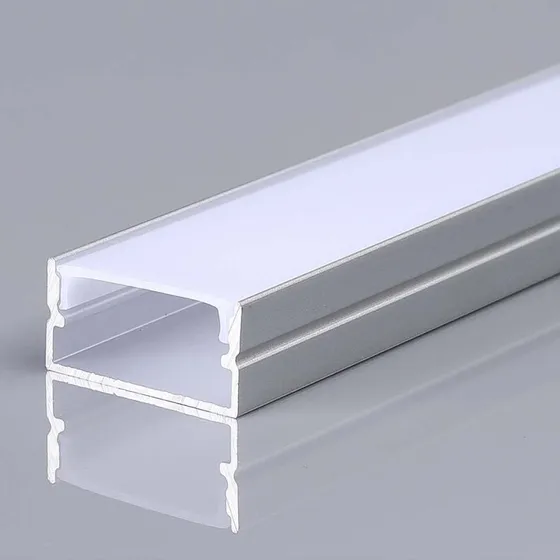 2m Alu profil til LED strips, sølv - 20x10mm inkl. satin cover
