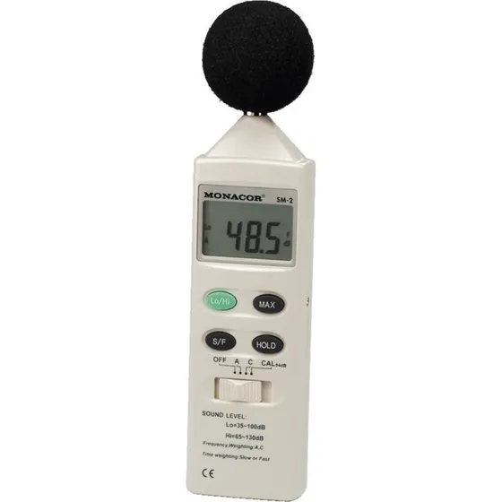 Monacor SM-2 dB-måler | Klasse 2 lydtryksmåler 35-130 dB