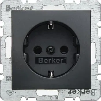 Berker Stikkontakt Schuko med sidejord Antracit Mat S.1