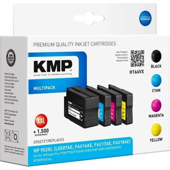 KMP HP 953XL Multipack med hybrid-chip - Sort, Cyan, Magenta, Gul