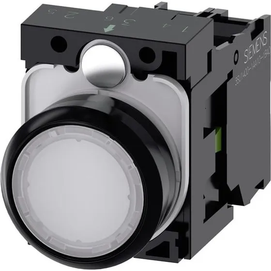 Lystryk Trykknap, Hvid, 22 mm, Rund, LED 24V AC/DC
