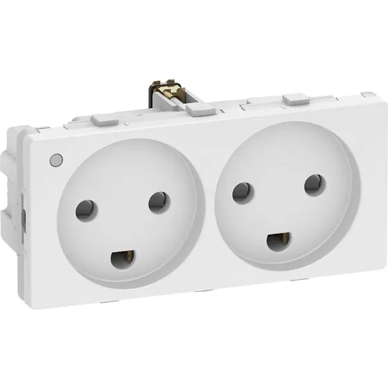 LK FUGA vandret stikkontakt m. jord og LED, 2 modul, hvid