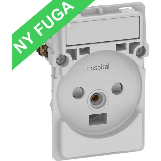 Fuga Hospital stikkontakt 2-pol m/jord og LED 1½ modul