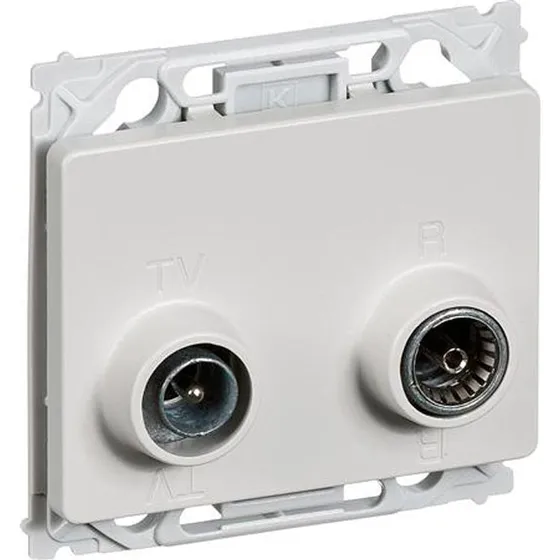 LK OPUS 66 antenneudtag TV/FM radio slutdåse TD301 lysegrå