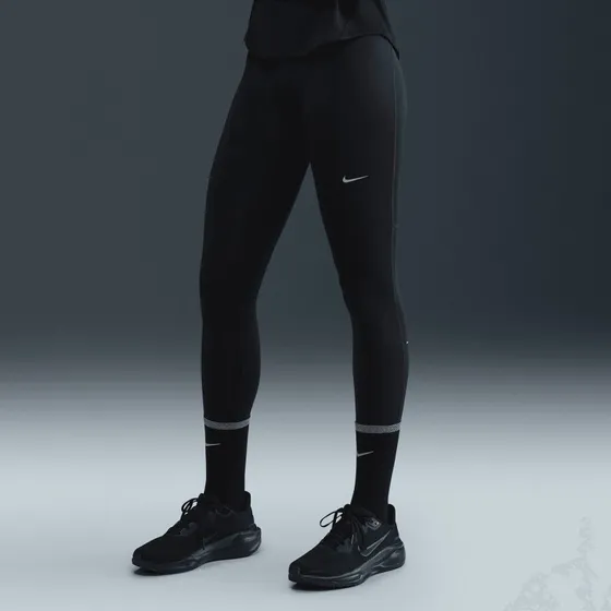 Nike Tempo High-Waisted 7/8 Løbetights, Sort/Reflekterende sølv