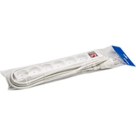 6-stikdåse m/3m ledning m/j hvid GN-pak