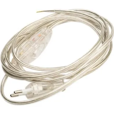 Komplet ledningssæt m/afbryder, 2,5m transparent HO3VVH-F