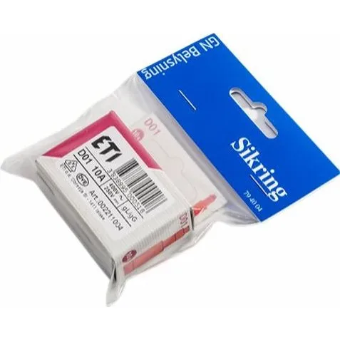 ETI Sikring D01 10A 10 stk. GN-pak