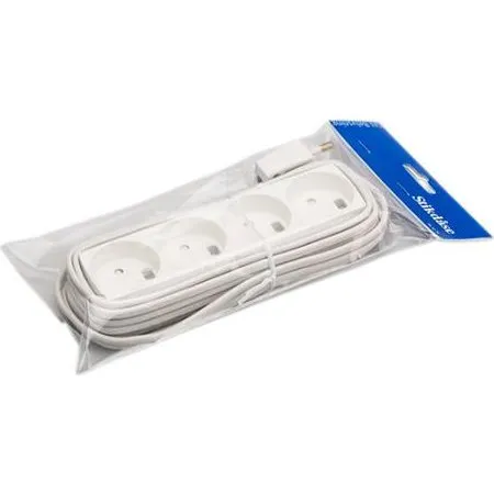 4-stikdåse m/5m ledning hvid GN-pak