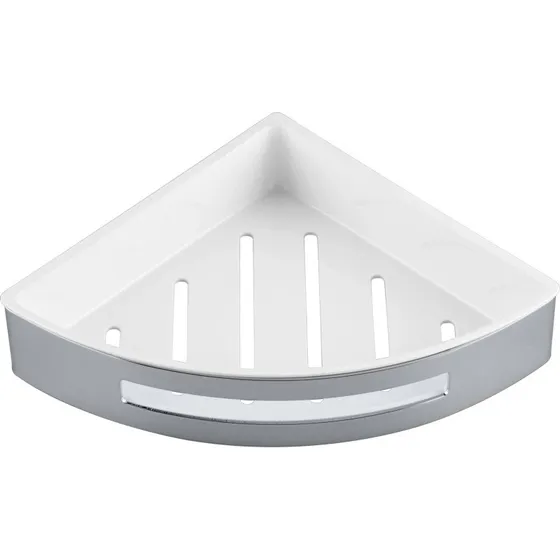 Kriss Brusehylde i poleret rustfrit stål og hvid plast, 300x220mm