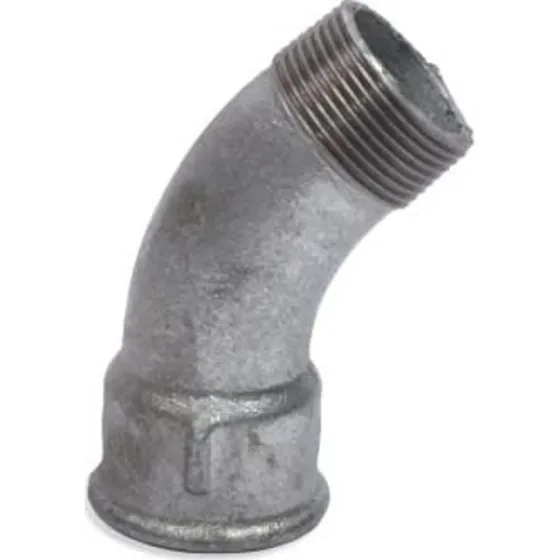 Galvaniseret bøjning 1 1/2" 45° muffe/nippel