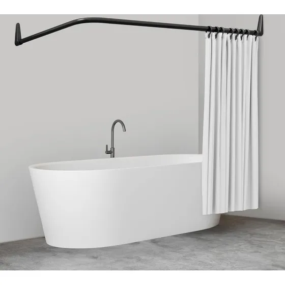 Van Der P Erica2000 Vinklet Badeforhængsstang, 70x160 cm, Sort