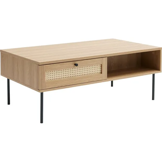 Nordique Design Pensacola Sofabord i Egetræ & Rattan 110x60 cm