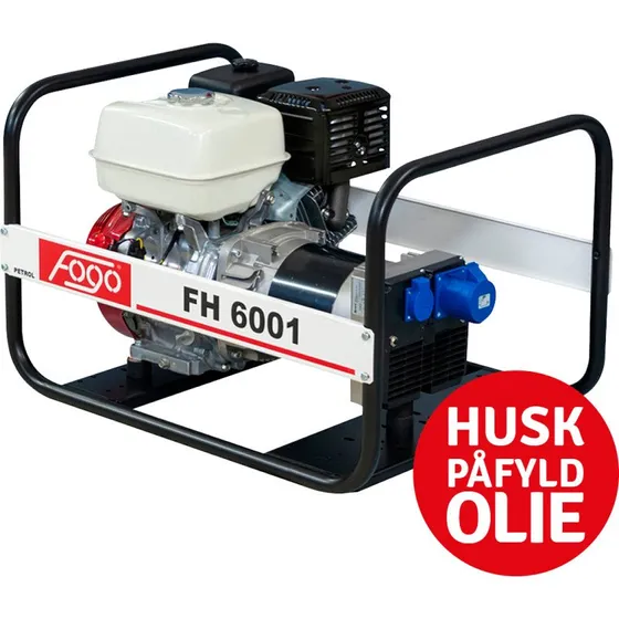 Fogo FH6001 benzingenerator - 6,2kW med Honda GX390 motor