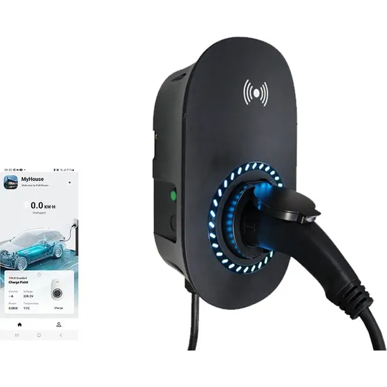 Fullwatt Wallbox EV Lader - 11kW Type 2, WiFi/BT, Sort