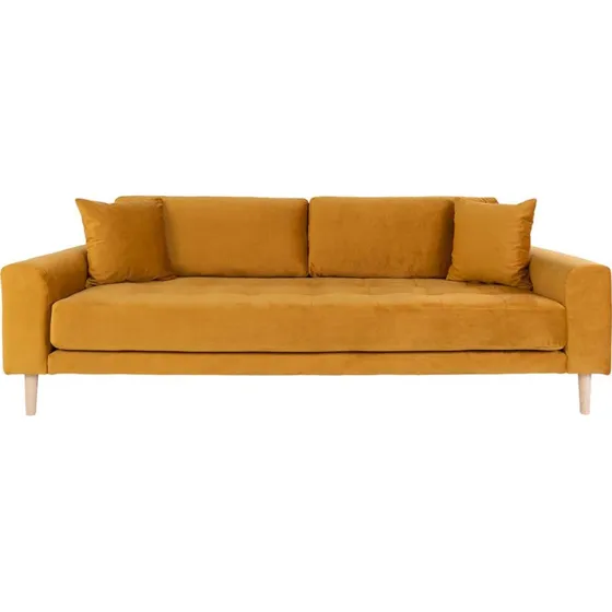 HOUSE NORDIC Lido 3-personers sofa i sennepsgul velour
