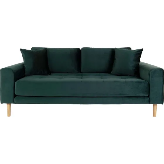 HOUSE NORDIC Lido 2,5 pers. sofa - mørkegrøn velour og naturtræ