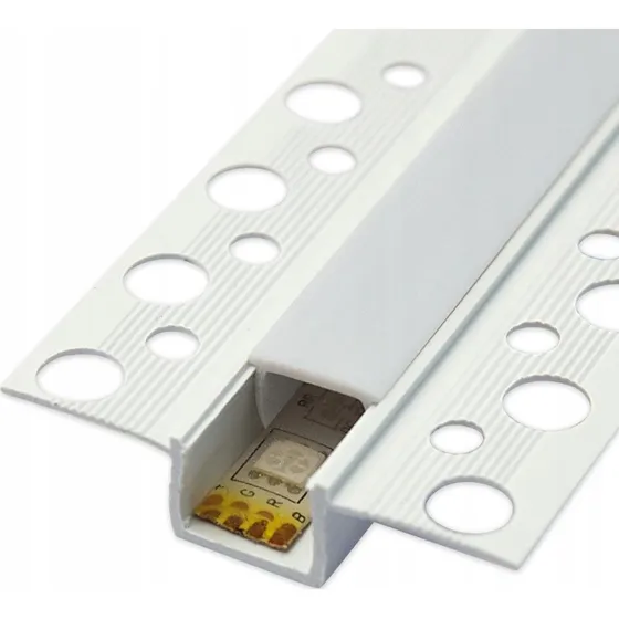 PVC profil 50x12 til indspartling, hvid med mælkehvidt cover, 2m