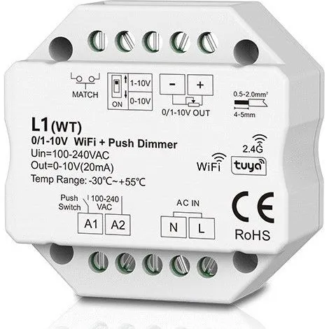 LEDlife rWave 1-10V Wifi indbygningsdæmper, Tuya/Smart Life