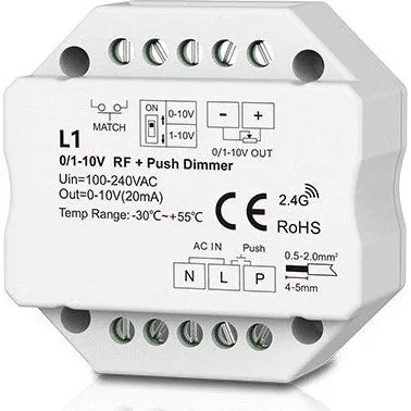 LEDlife rWave 1-10V RF & Push-dim indbygningsdæmper - 230V