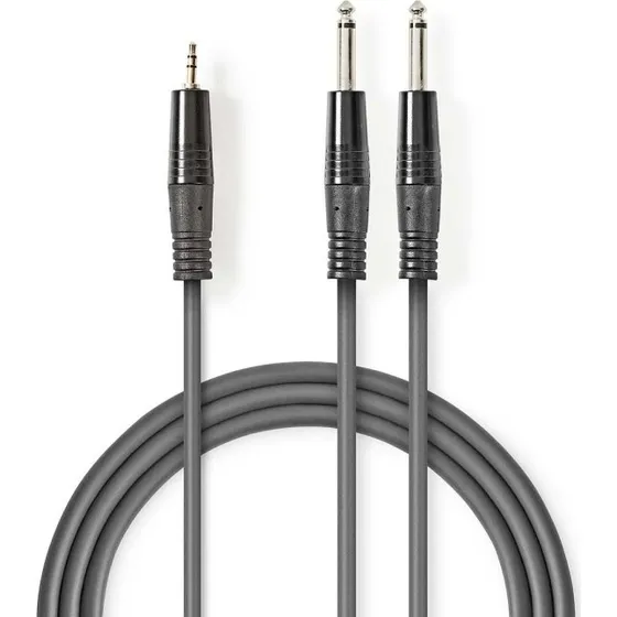 Nedis Stereo jack-kabel 2x6,35mm→3,5mm, 3 m, mørkegrå