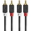 Nedis Stereo-audiokabel 2xRCA han – 0,5 m, guld/antracit