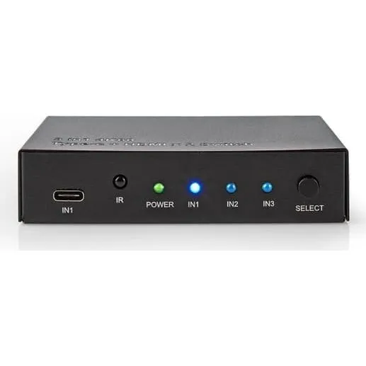Nedis HDMI Switch 4K 2xHDMI + USB-C (4K@60Hz) - Fjernbetjening