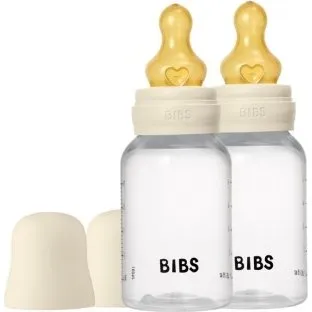Bibs Flaske Sæt 2x150 ml – Rund Latex, Slow Flow
