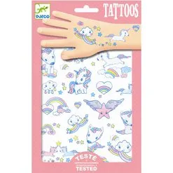 Djeco Tattoos Unicorn – Enhjørningetatoveringer, 2 ark