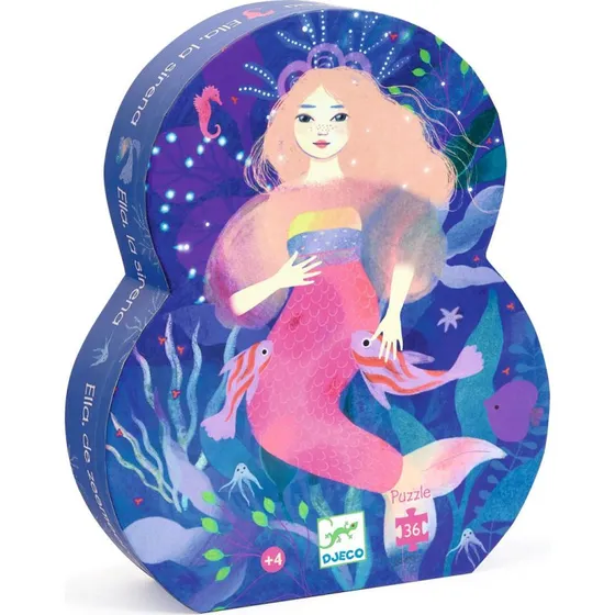 Djeco Silhouetpuslespil Havfruen Ella - 36 brikker