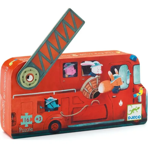 Djeco Puslespil Brandbil 16 brikker, 25 x 25 cm