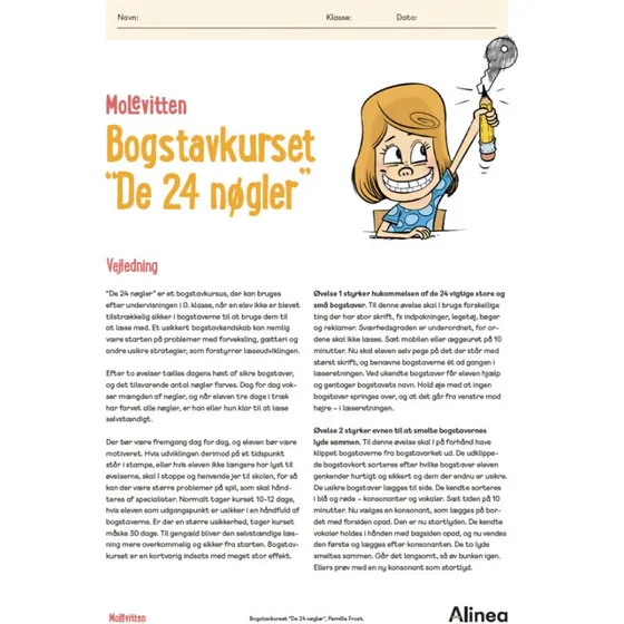 Molevitten Bogstavkurset De 24 nøgler, 0.-1. kl.