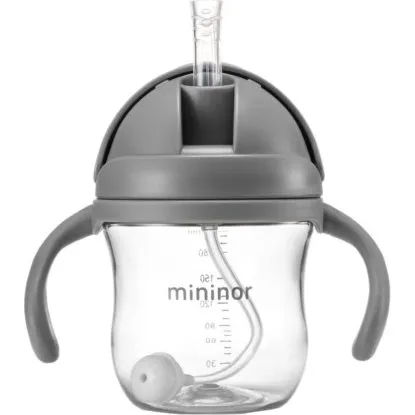 Mininor Drypfri Sugerørskop 220 ml – Grå
