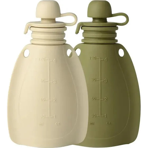 Mininor Smoothie Pouch 2-pak 120 ml – Beige/Moss Green