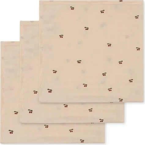 Konges Sløjd Stofbleer 3-pak – Muslin Cherry (100% øko.)
