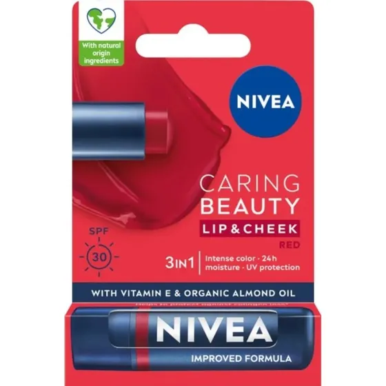 Nivea Plejende Læbepomade 3i1 Rød 4,8 g