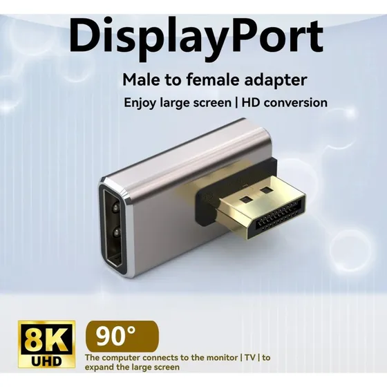 NÖRDIC DisplayPort Adapter Han til Hun 8K60Hz 4K144Hz DP 1.4