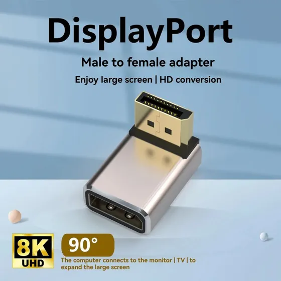 NÖRDIC DisplayPort Adapter Han til Hun 8K60Hz 4K144Hz DP 1.4