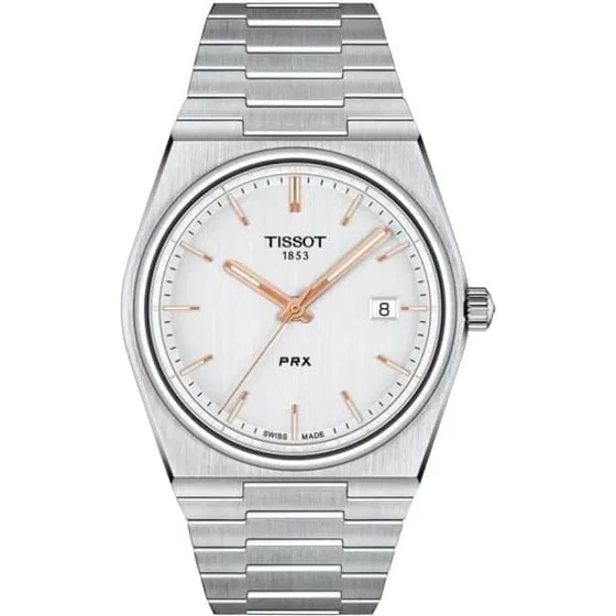 Tissot PRX herreur Ø40 stål med sølvskive og lænke