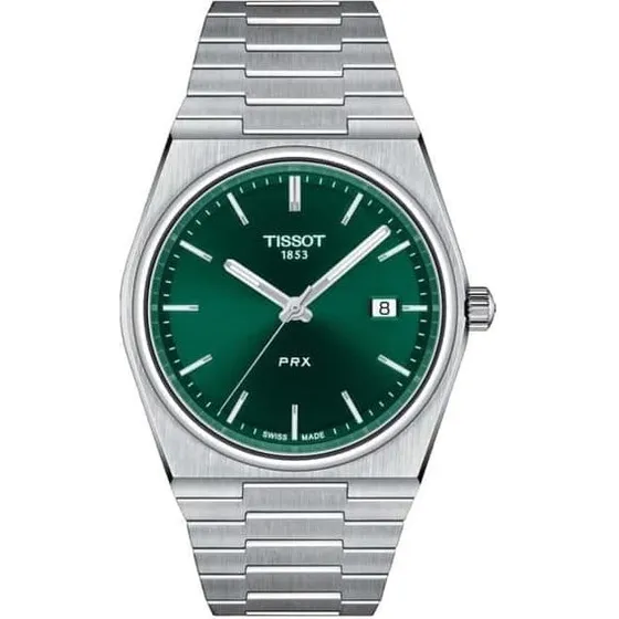 Tissot PRX T137.410.11.091.00 herreur med grøn skive og stållænke
