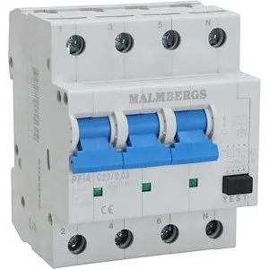 Malmbergs Kombirelæ 20A 30mA 10kA 4-pol