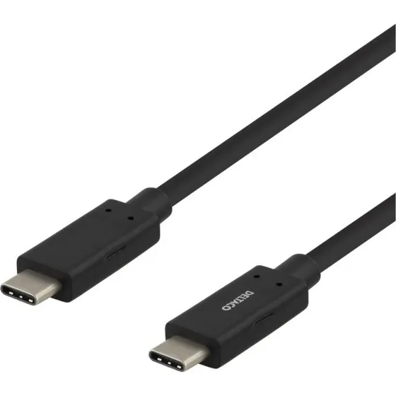 DELTACO USB-C til USB-C kabel, 1m, 3A, USB 3.1 Gen 1, sort