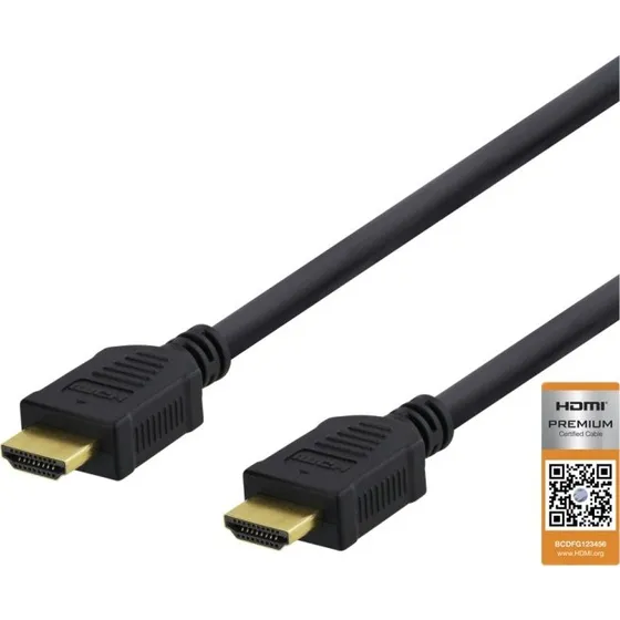 DELTACO Premium High-Speed HDMI-kabel, 2m, 4K UHD, sort