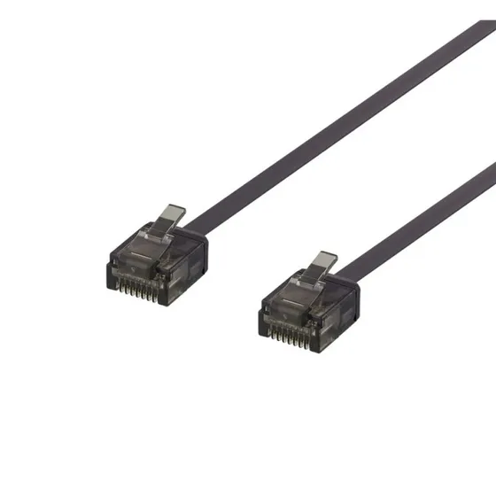 DELTACO Cat6a Fladt Patchkabel, 2m, Sort, 1mm tykt