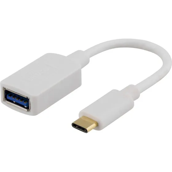 DELTACO USB 3.1 Type C til Type A adapter, Gen 1, hvid, 15cm