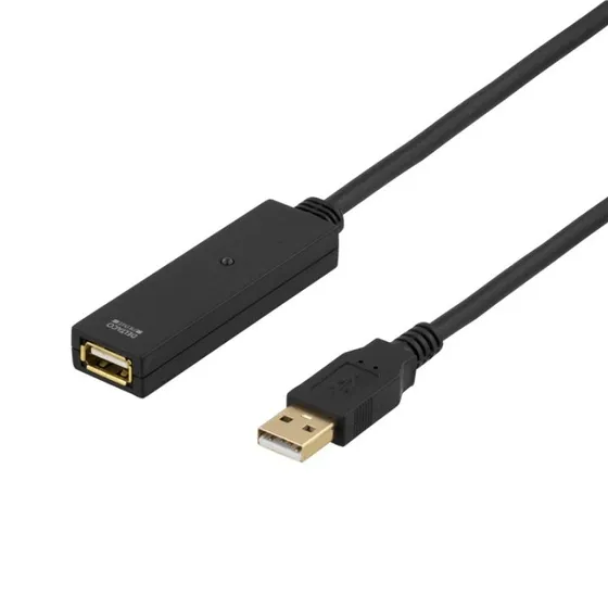 DELTACO PRIME USB 2.0 Aktiv Forlængerkabel, 3m, Sort