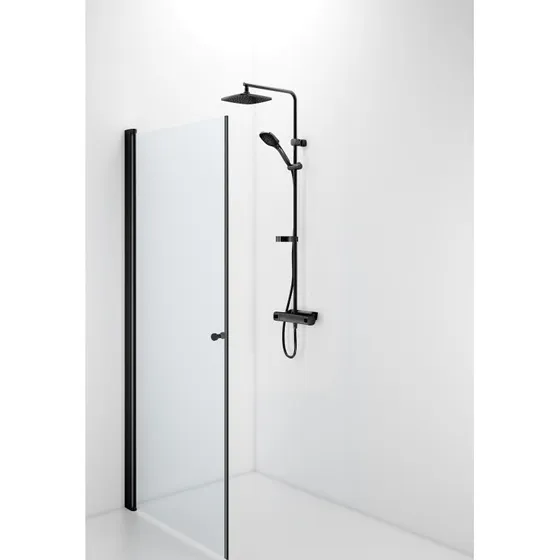 Contura Shower Space brusedør, 87 cm, frostet glas, sort profil