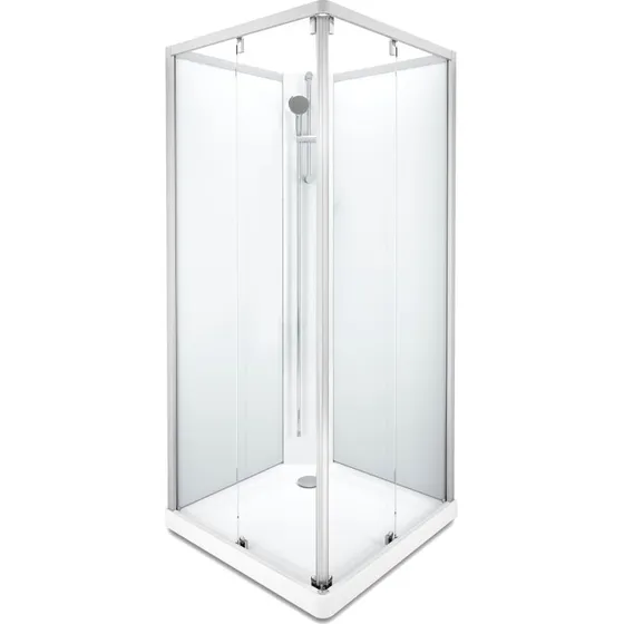 Showerama Classic brusekabine 90x90 cm, aluminium, klart/frostet glas