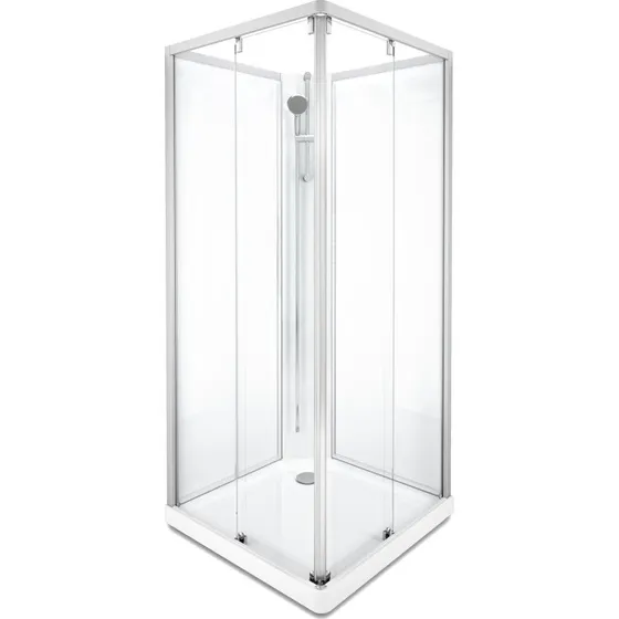 Showerama Classic brusekabine, 90x90 cm, aluminium, klart glas
